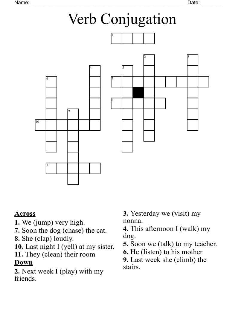 Verb Conjugation Crossword