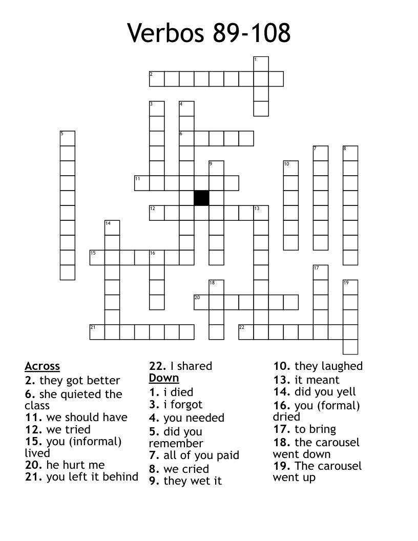 Verbos 89-108 Crossword