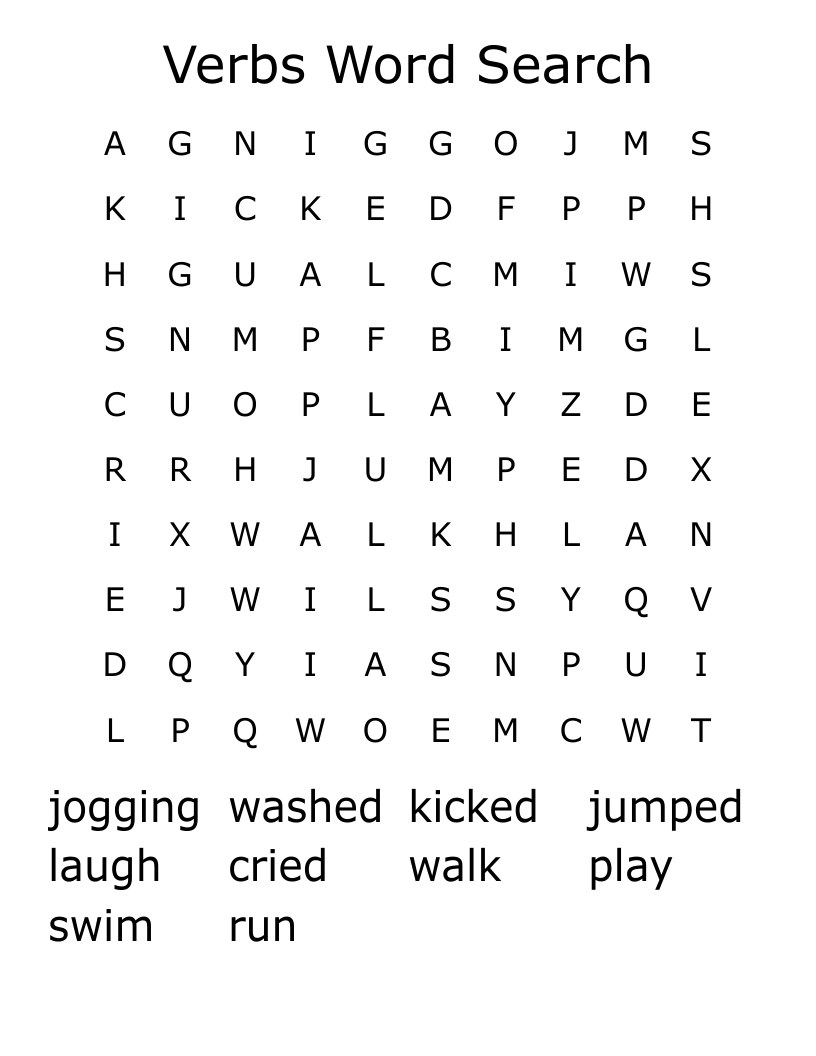 Verbs Word Search