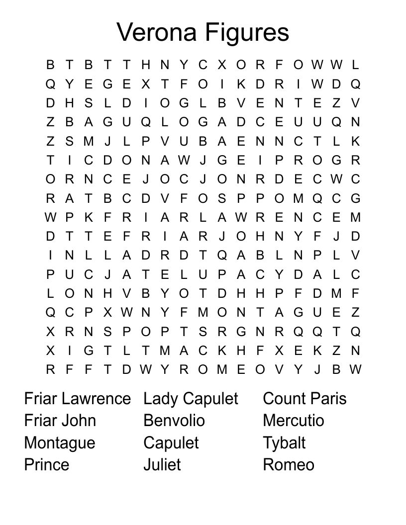 Verona Figures  Word Search
