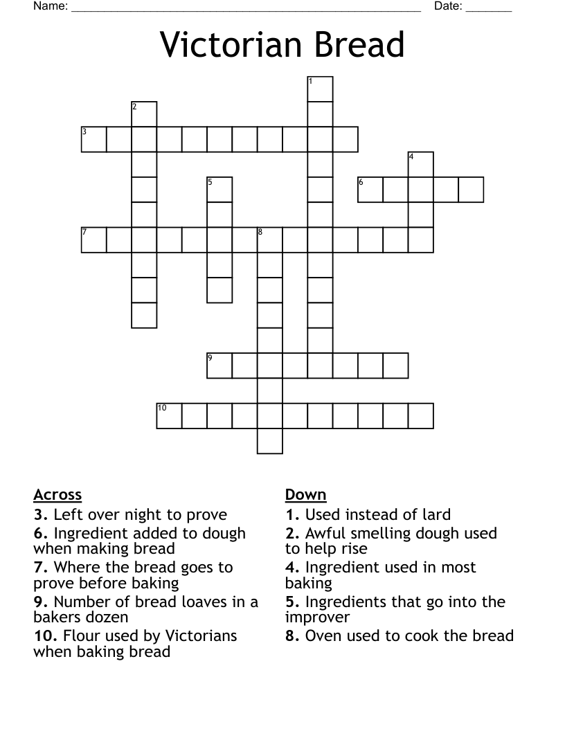 Victorian Bread Crossword WordMint