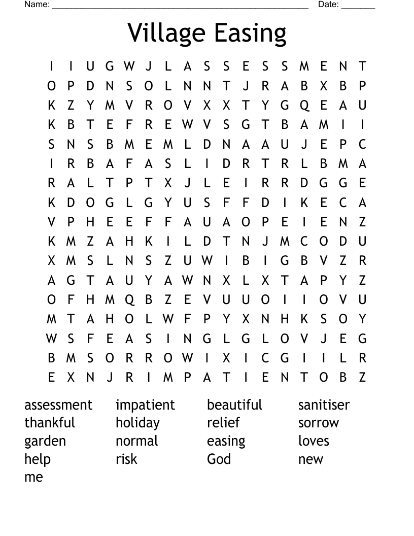 Village Easing Word Search