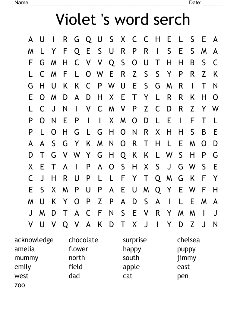 Violet 's word serch Word Search
