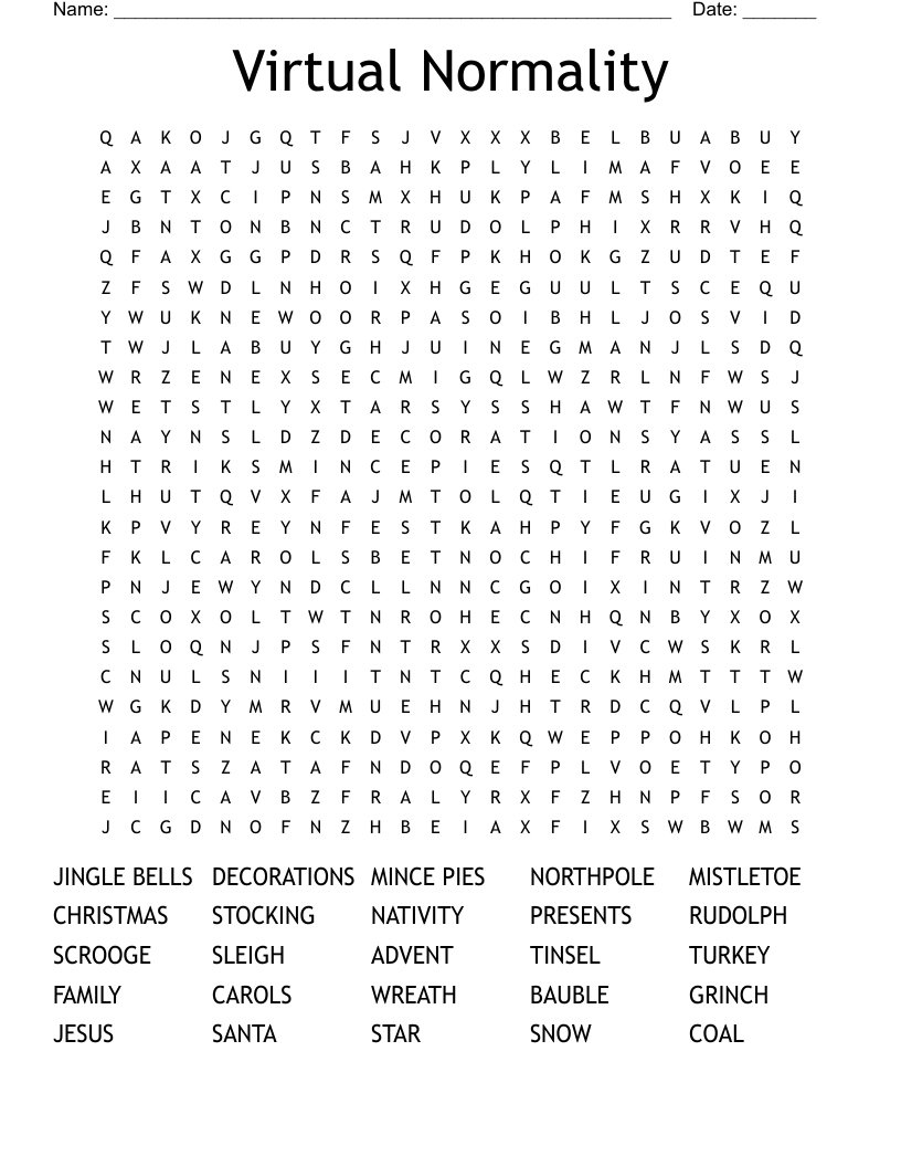 Virtual Normality Word Search