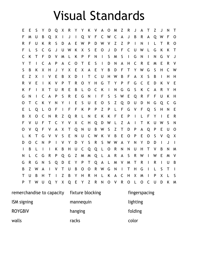 Visual Standards Word Search