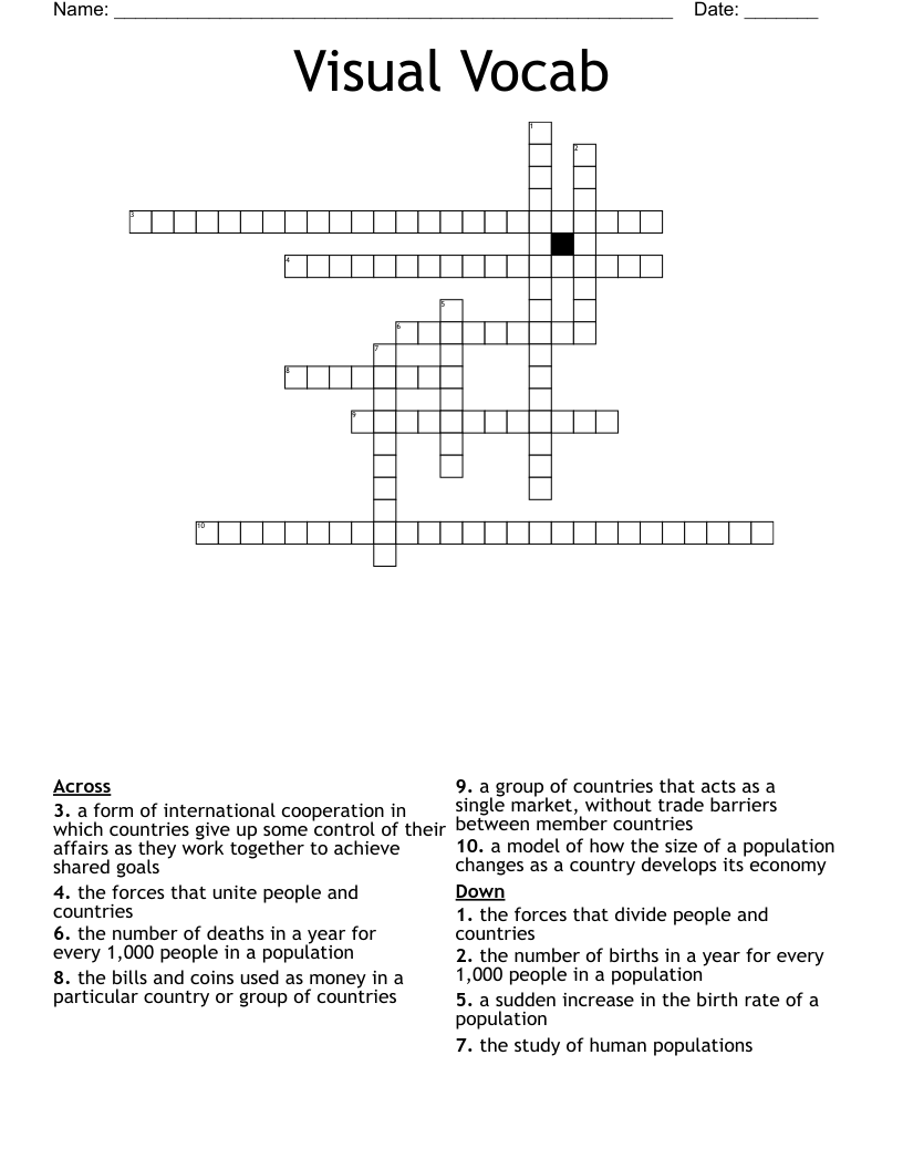 Visual Vocab Crossword
