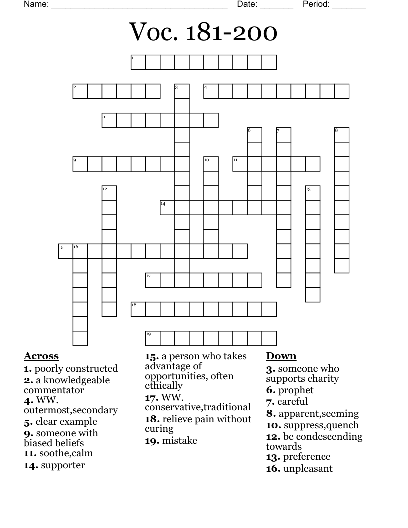 Voc. 181-200 Crossword