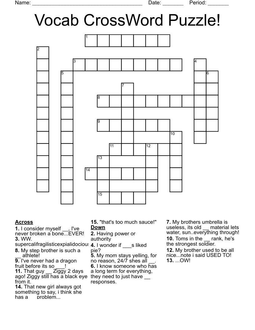 Vocab CrossWord Puzzle!
