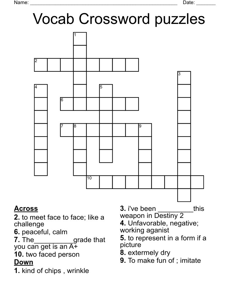 Vocab Crossword puzzles