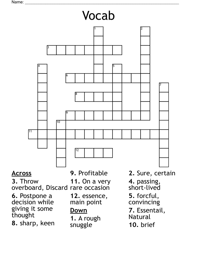 Vocab Crossword WordMint