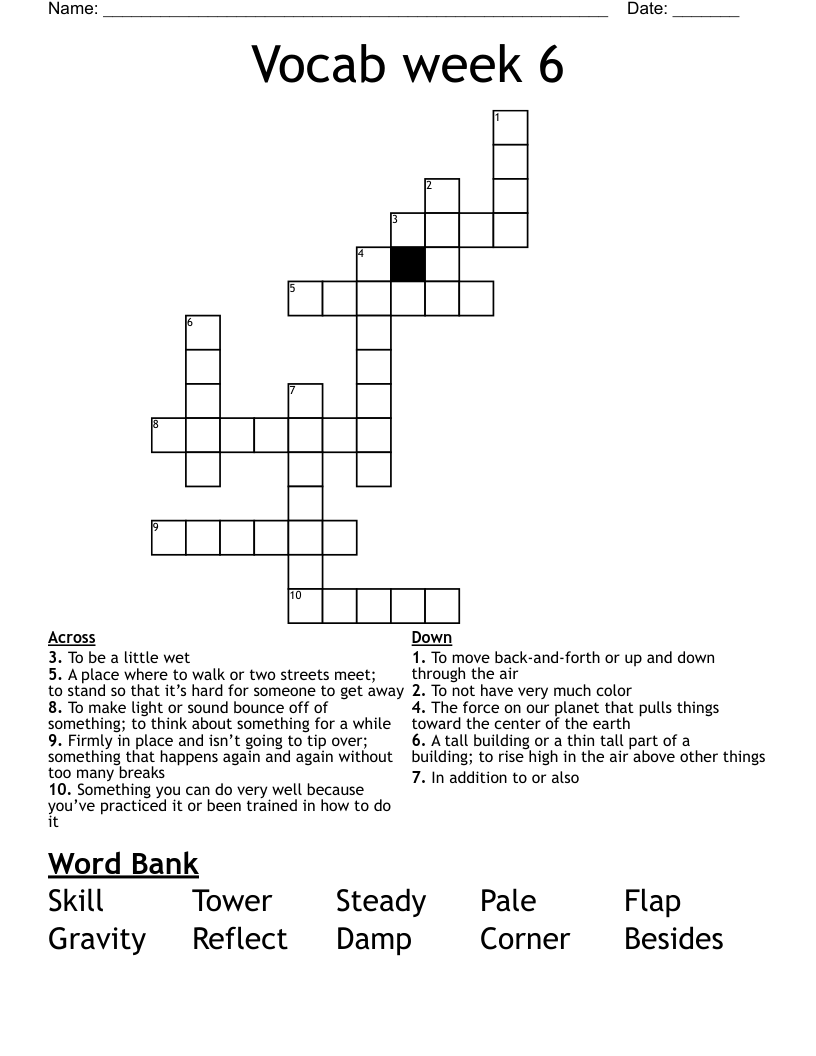 Vocab week 6 Crossword
