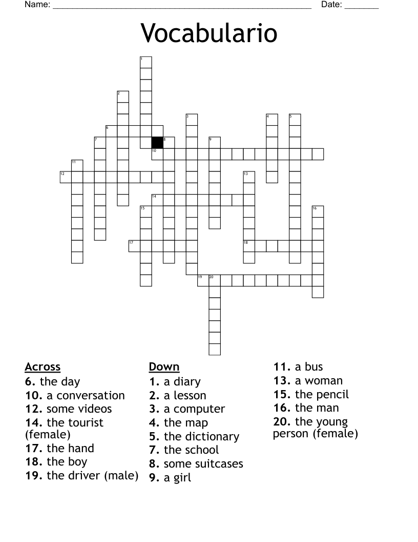 Vocabulario Crossword WordMint