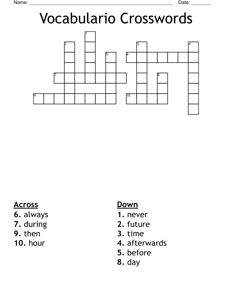 Vocabulario Crosswords