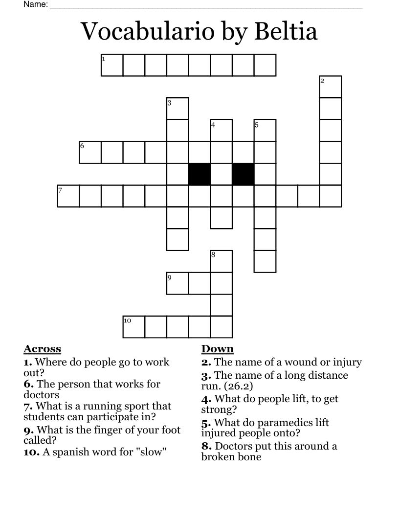 Vocabulario by Beltia Crossword