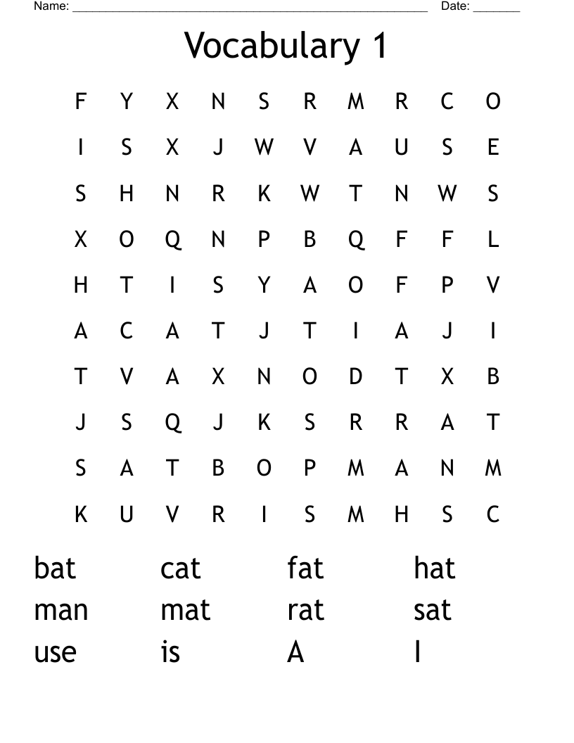 Vocabulary 1  Word Search