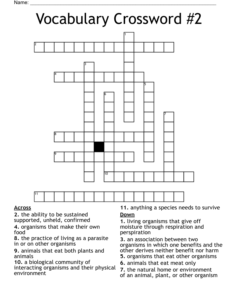 Vocabulary Crossword #2