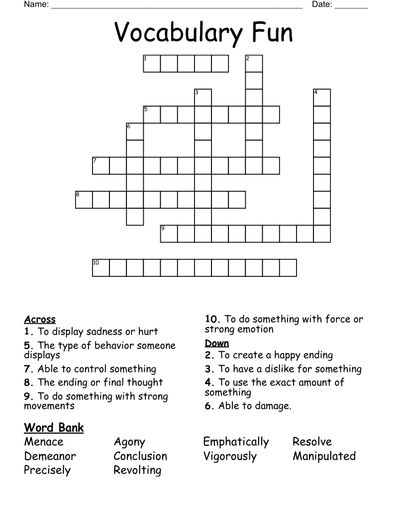 Vocabulary Fun Crossword