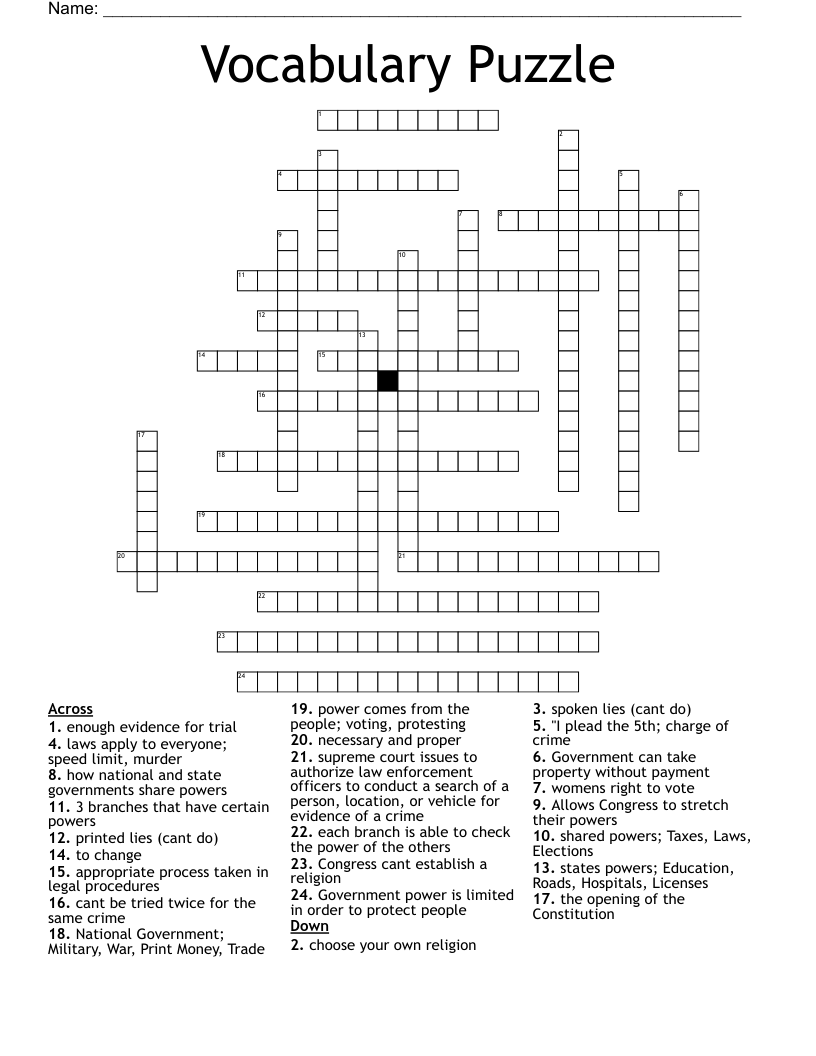 Vocabulary Puzzle Crossword WordMint