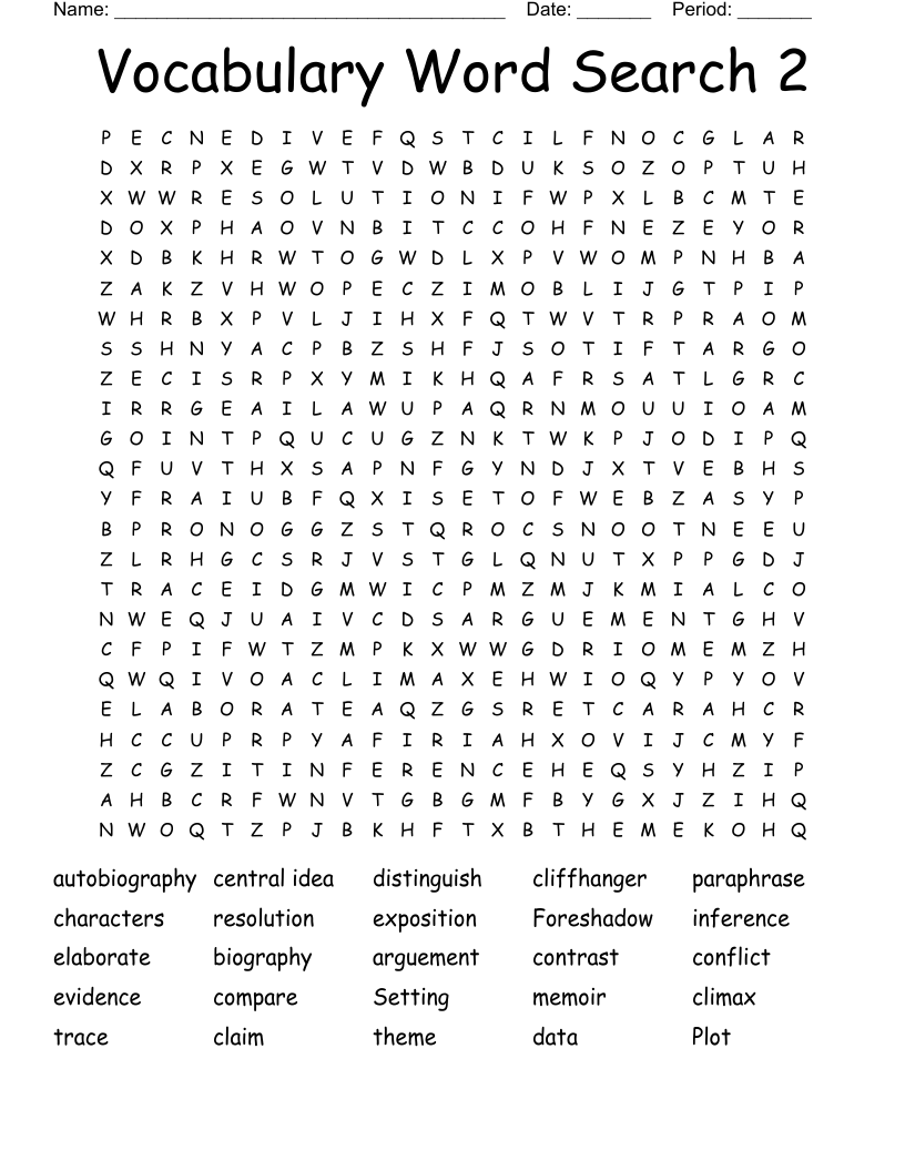 Vocabulary Word Search 2