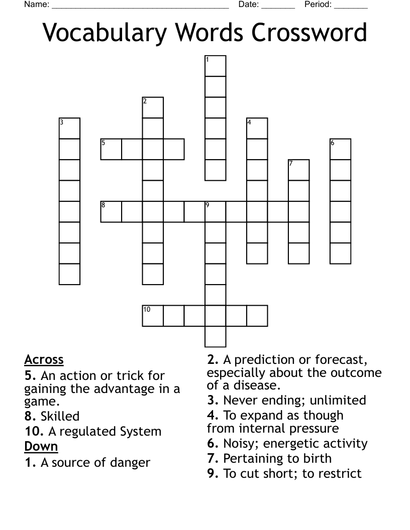 Vocabulary Words Crossword