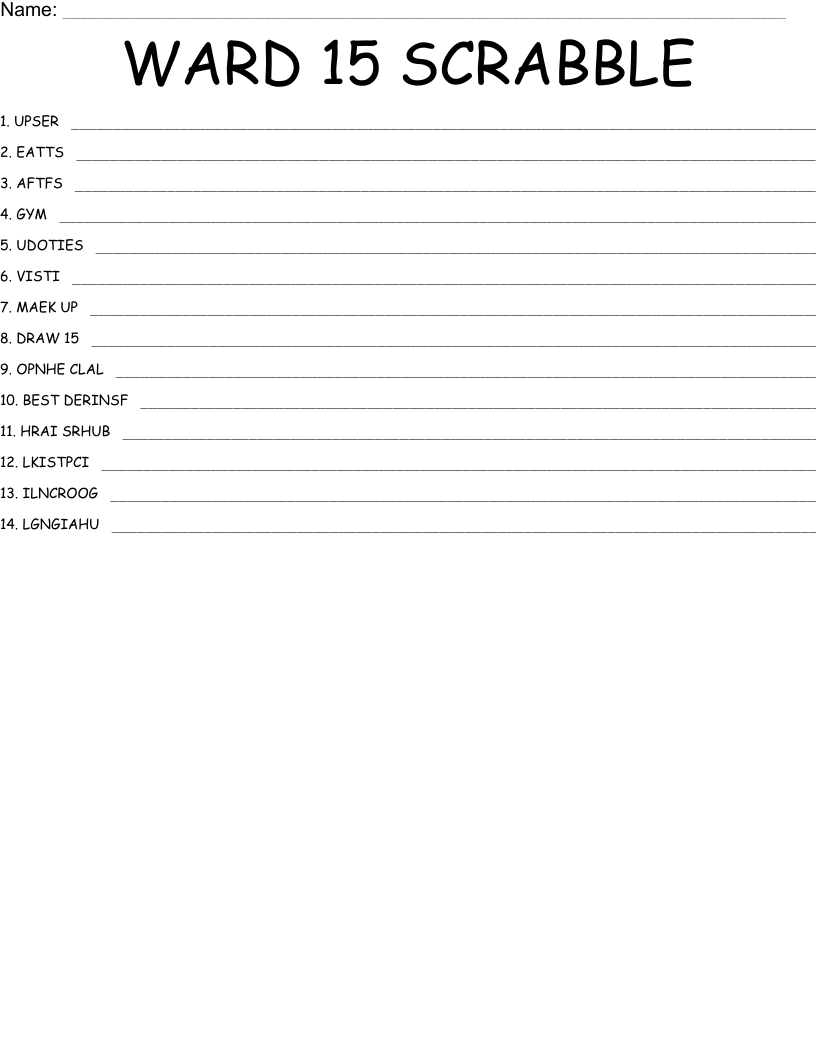 WARD 15 SCRABBLE Word Scramble WordMint