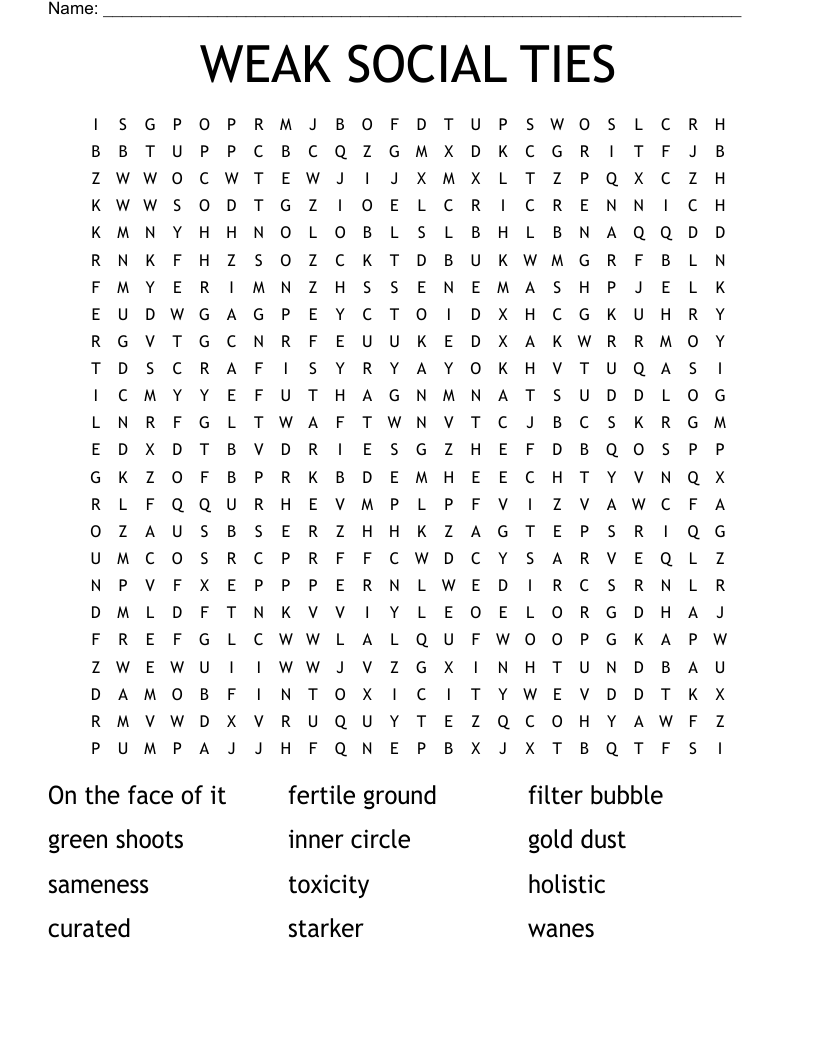 WEAK SOCIAL TIES  Word Search