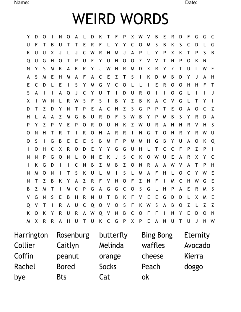 WEIRD WORDS Word Search