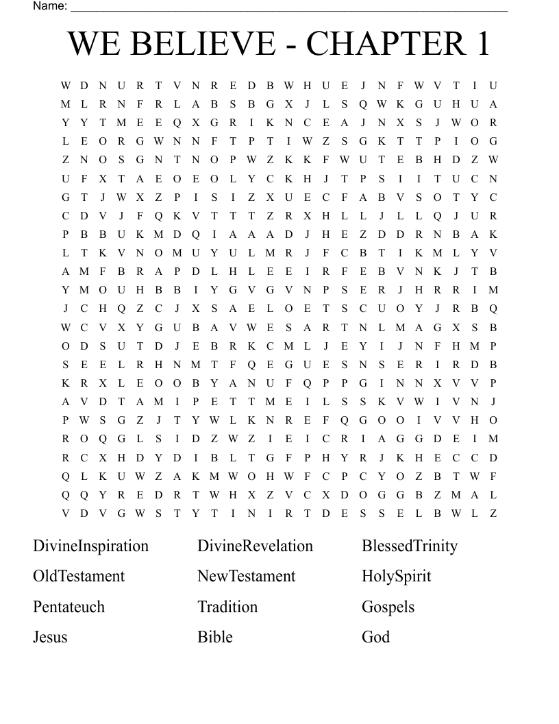 WE BELIEVE - CHAPTER 1 Word Search