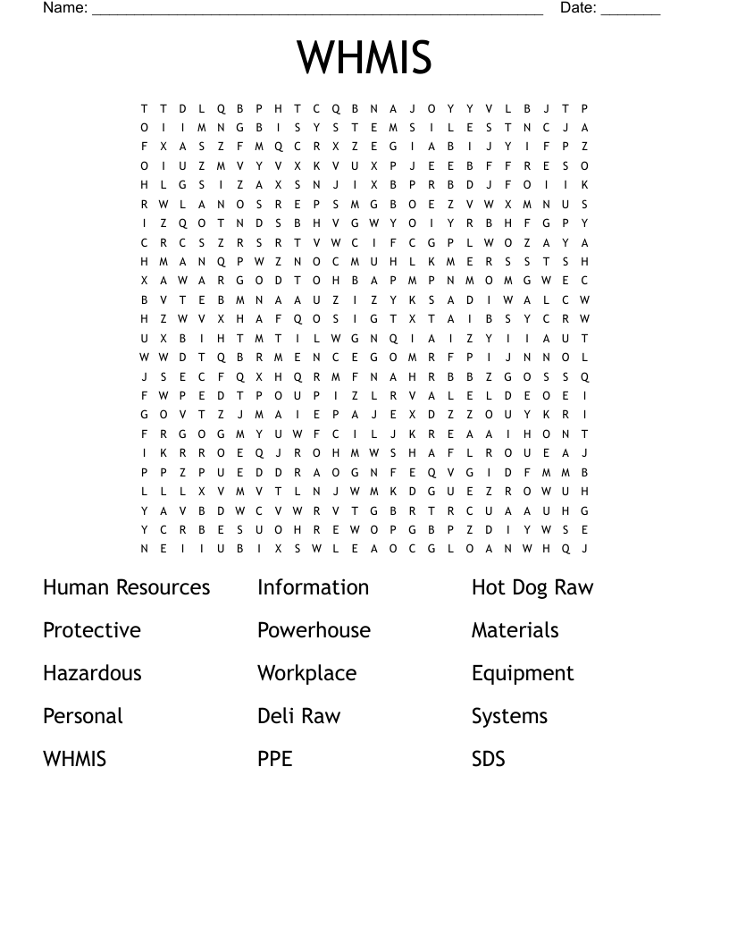 WHMIS Word Search