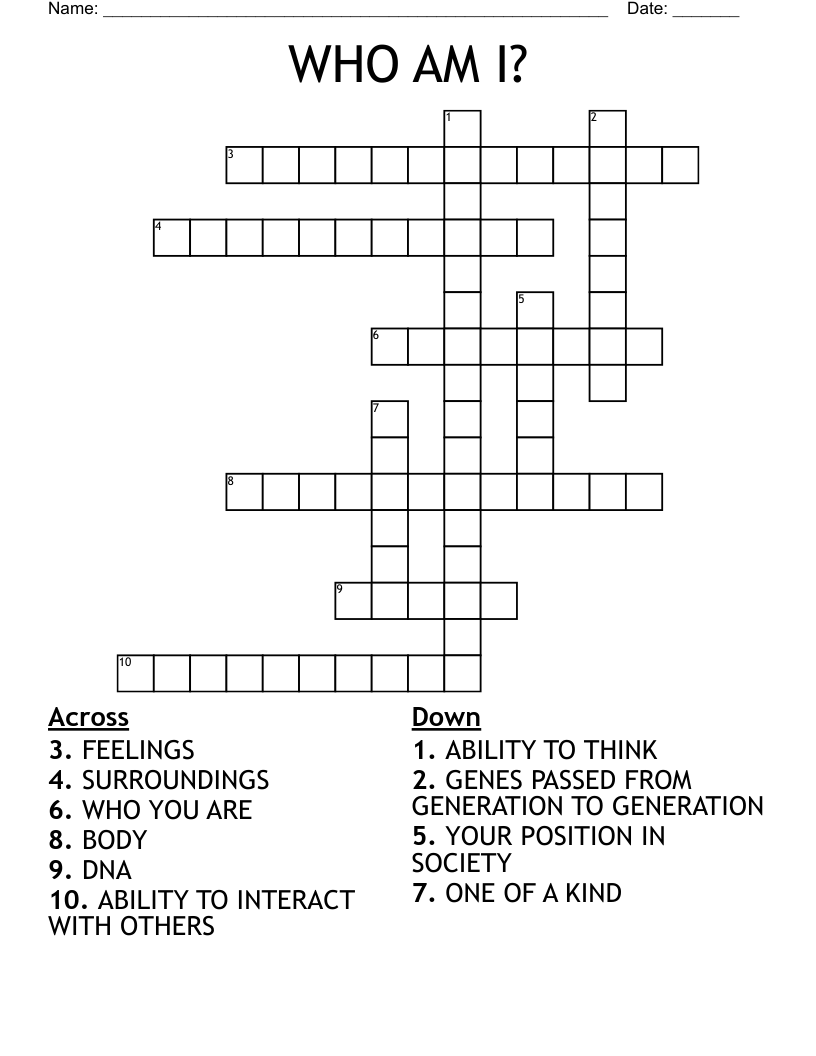WHO AM I? Crossword