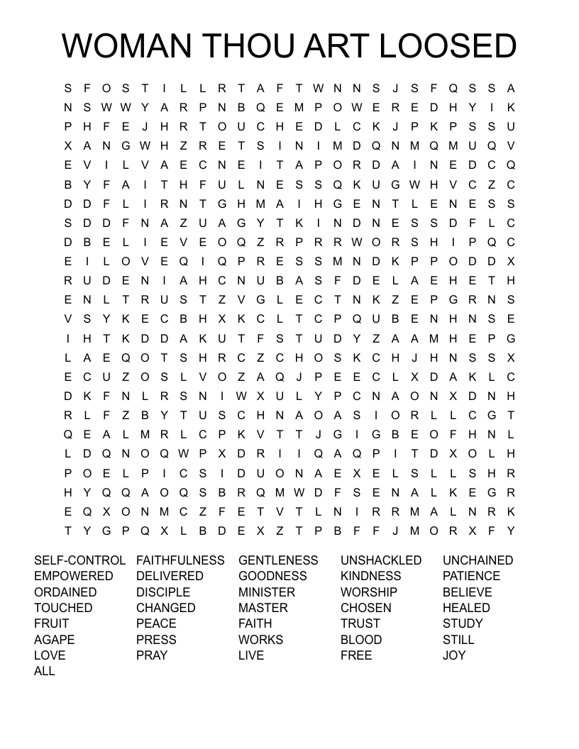WOMAN THOU ART LOOSED Word Search