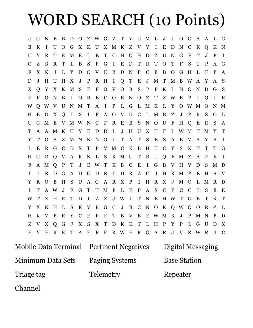 WORD SEARCH (10 Points)