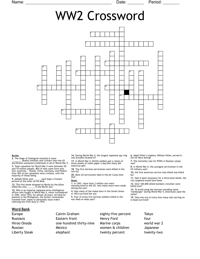 WW2 Crossword WordMint