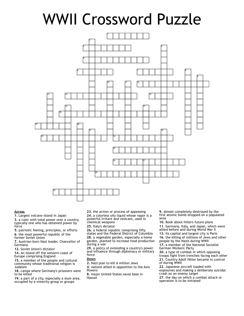 World War Ii Crossword Puzzle Answer Key