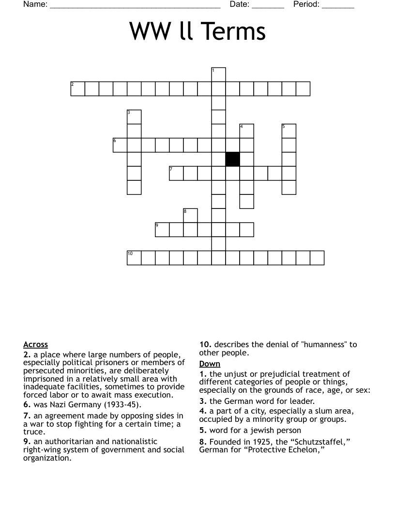 WW ll Terms Crossword