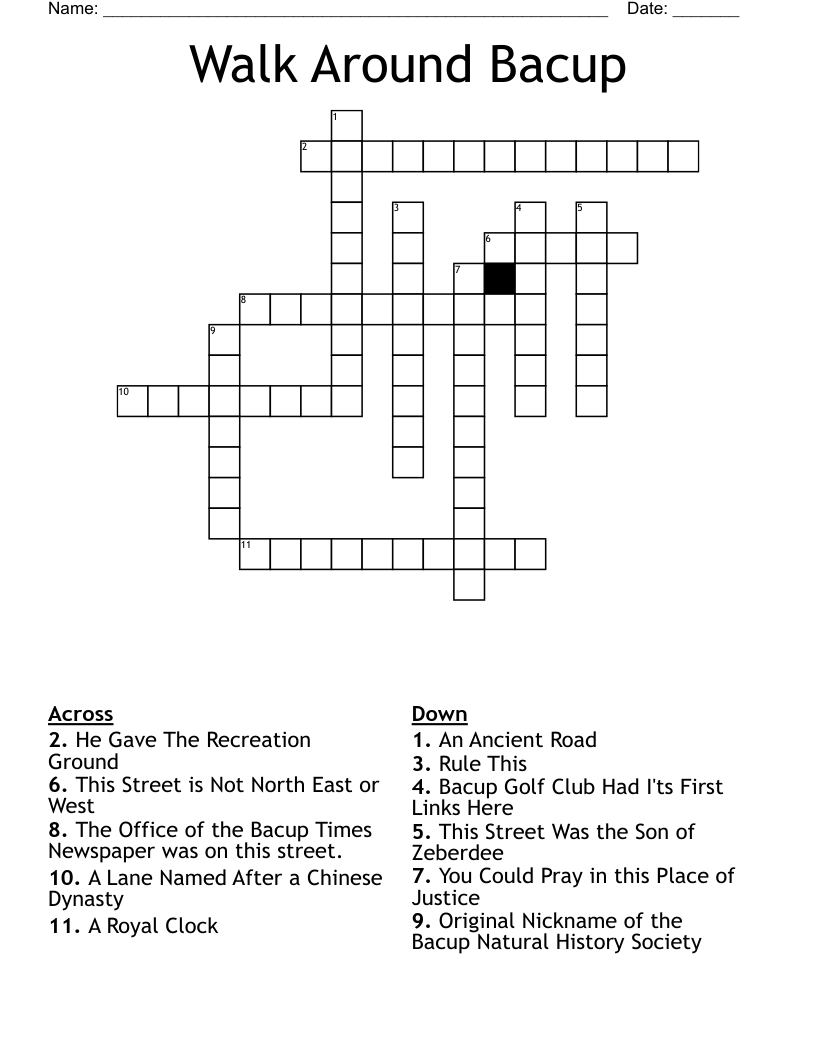 Walk Around Bacup  Crossword