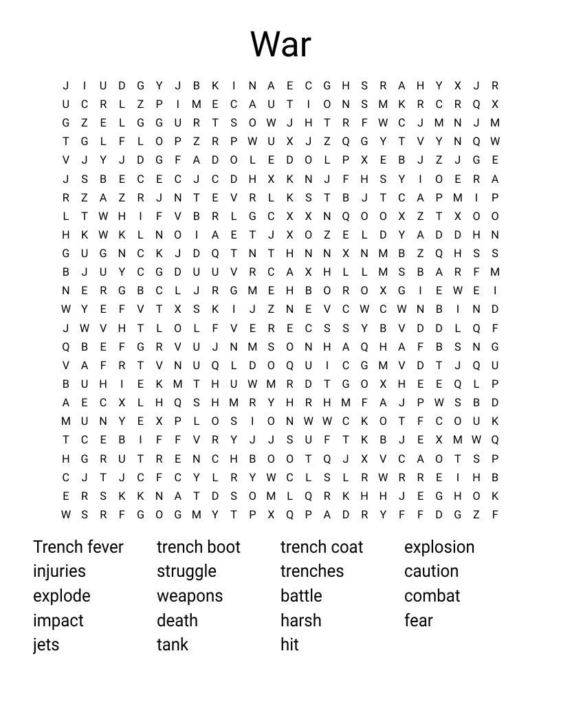 War  Word Search
