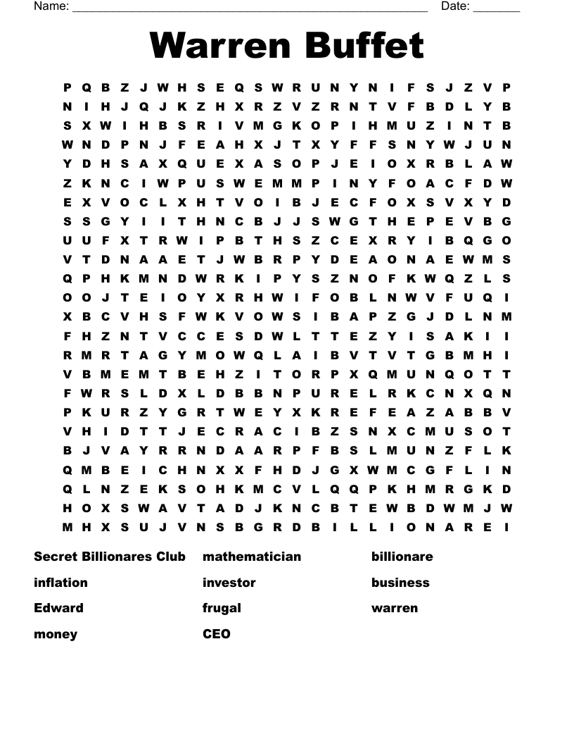 Warren Buffet Word Search