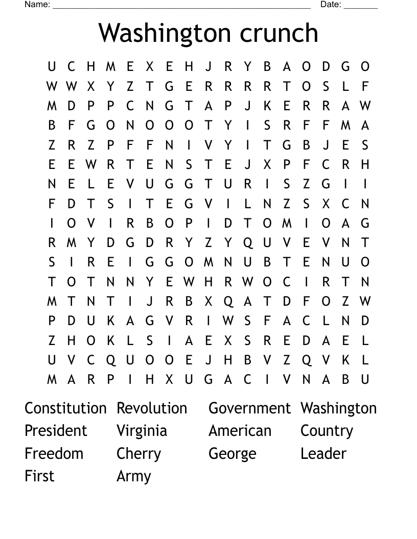 Washington crunch Word Search