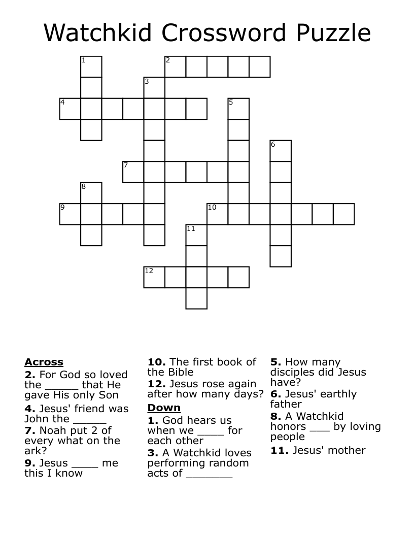 Watchkid Crossword Puzzle