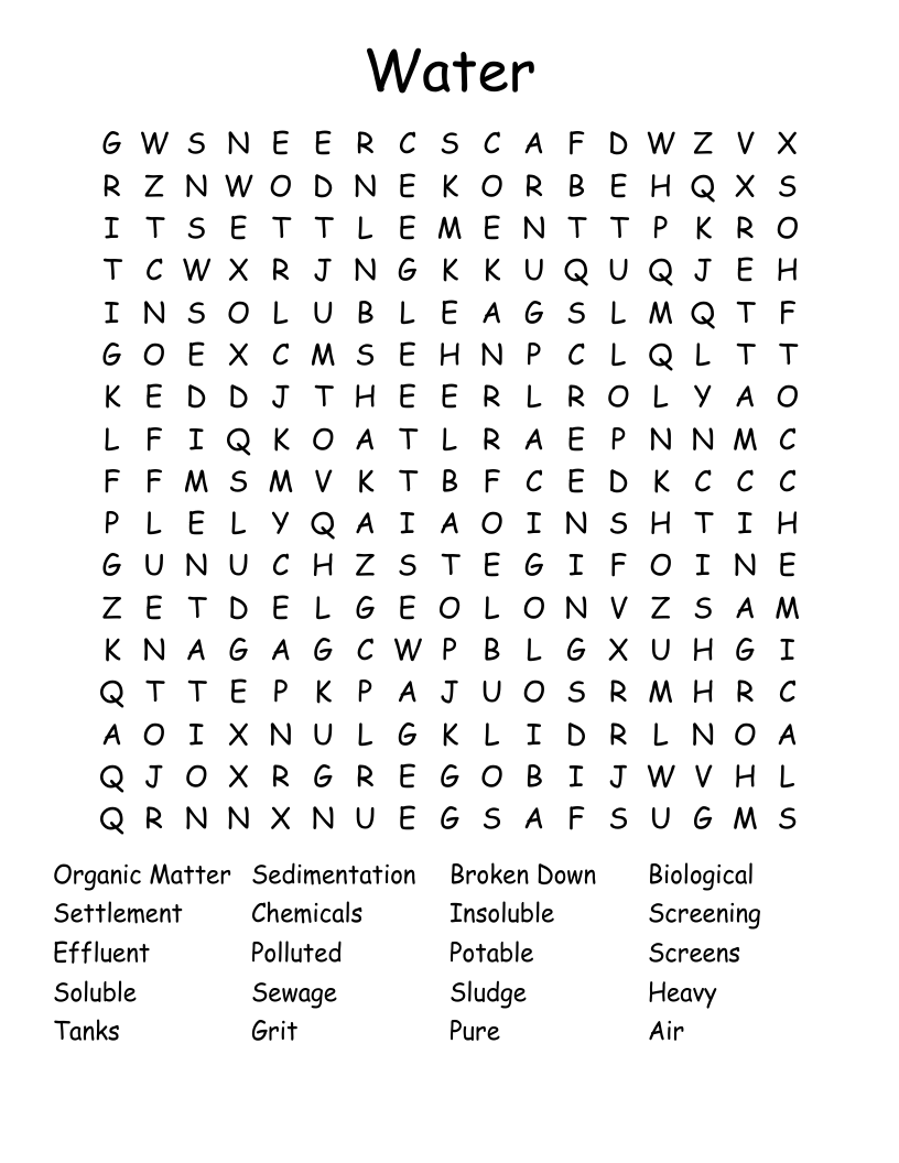 Water Word Search