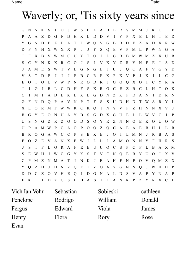 Waverly; or, 'Tis sixty years since  Word Search