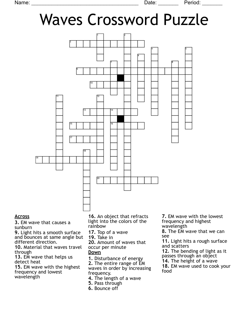 Waves Crossword Puzzle WordMint