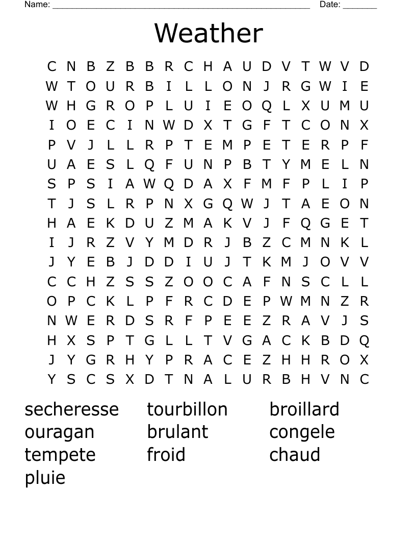 Weather Word Search