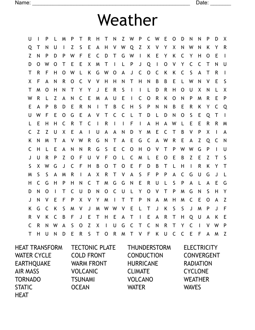 Weather Word Search
