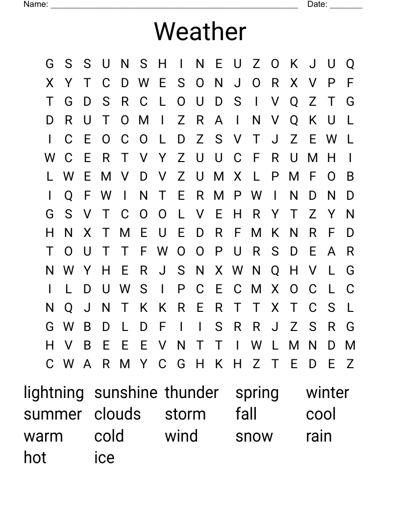 Weather Word Search