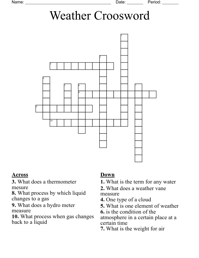 Weather Croosword Crossword
