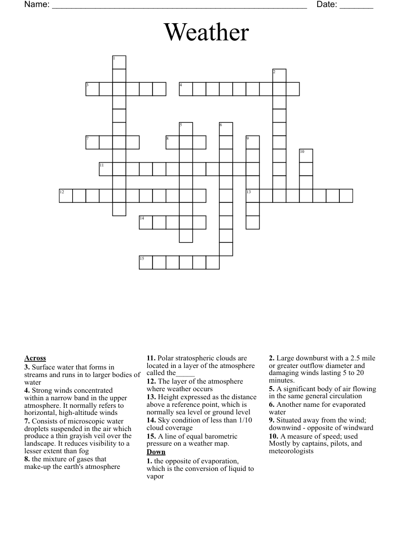 Weather Crossword WordMint