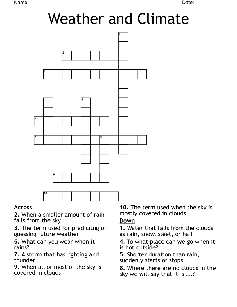 Weather and Climate Crossword