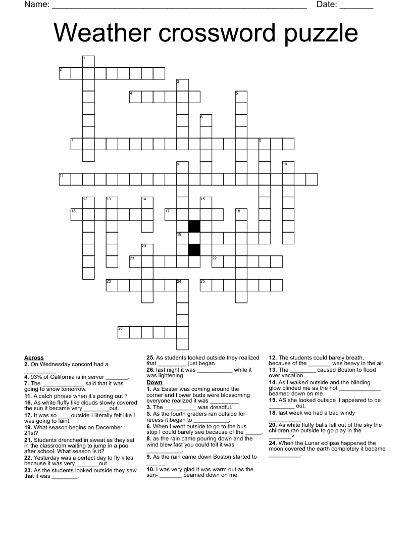 Weather crossword puzzle